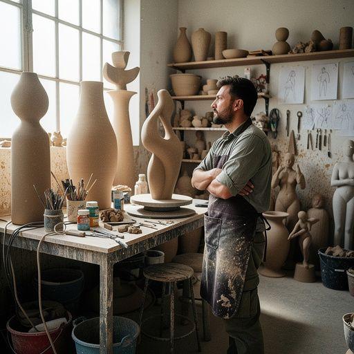 Kézben tartott agyag, amelyet éppen formázni készülnek.